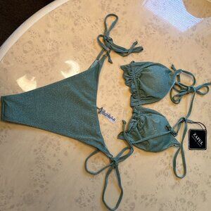 Zaful Forever Young Sage Green 2 Piece Swimsuit Size 6